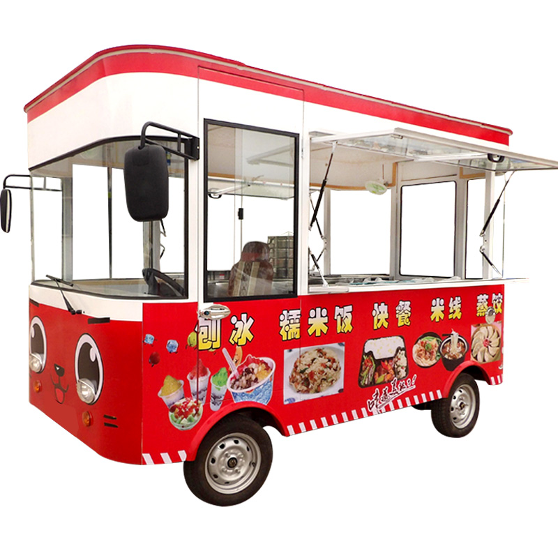 小吃车电动四轮餐车冰粉摆摊移动商用多功能早餐车